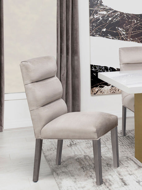 Carla Velvet Upholstered Dining Side Chair Stone (Set of 2) - Home Elegance USA