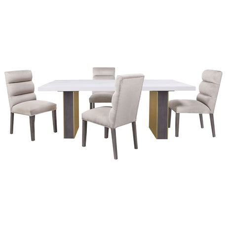 Carla Velvet Upholstered Dining Side Chair Stone (Set of 2) - Home Elegance USA