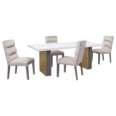 Carla Velvet Upholstered Dining Side Chair Stone (Set of 2) - Home Elegance USA
