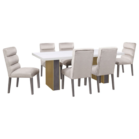Carla Velvet Upholstered Dining Side Chair Stone (Set of 2) - Home Elegance USA