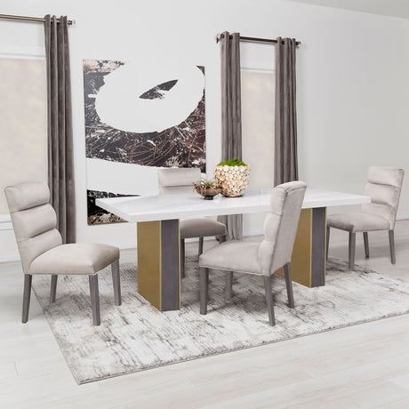 Carla Velvet Upholstered Dining Side Chair Stone (Set of 2) - Home Elegance USA