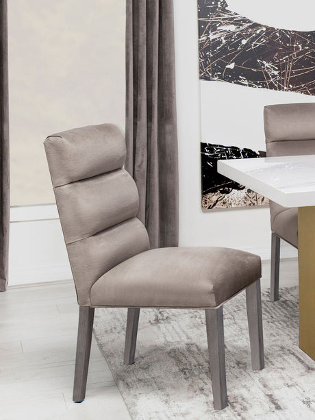 Carla Velvet Upholstered Dining Side Chair Ash (Set of 2) - Home Elegance USA