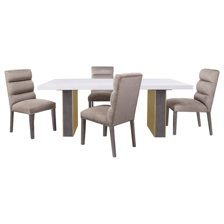 Carla Velvet Upholstered Dining Side Chair Ash (Set of 2) - Home Elegance USA