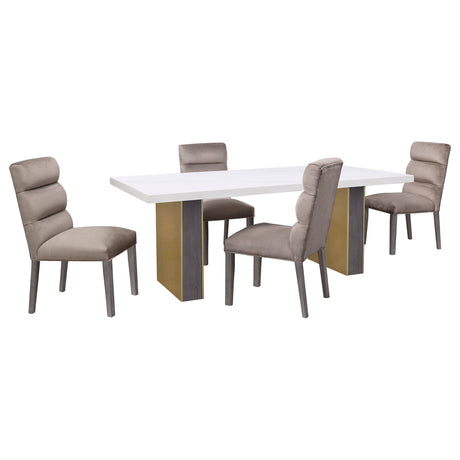 Carla Velvet Upholstered Dining Side Chair Ash (Set of 2) - Home Elegance USA