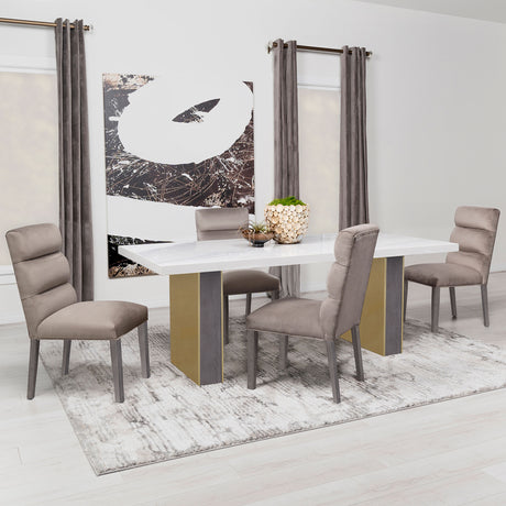 Carla Velvet Upholstered Dining Side Chair Ash (Set of 2) - Home Elegance USA