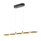 Chandelier 5 Lights Satin Black & Wood  | Finesse