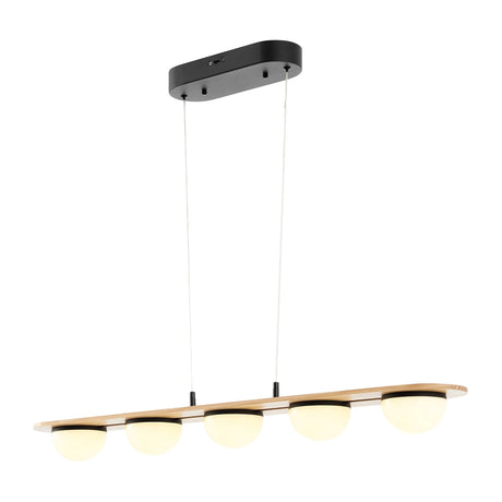 Chandelier 5 Lights Satin Black & Wood  | Finesse - sold by Home Elegance USA