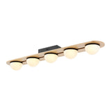Flush Mount Chandelier Satin Black & Wood  | Finesse