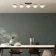 Flush Mount Chandelier Satin Black & Wood  | Finesse - sold by Home Elegance USA