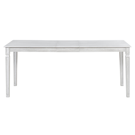 TREXM Vintage Extendable Dining Table Set for 6 with 4 Chairs & Bench, 59 to 72-Inch Rustic Farmhouse Kitchen Table Set with Distressed Finish and Retro Carved Legs (Washed White) - sold by Home Elegance USA