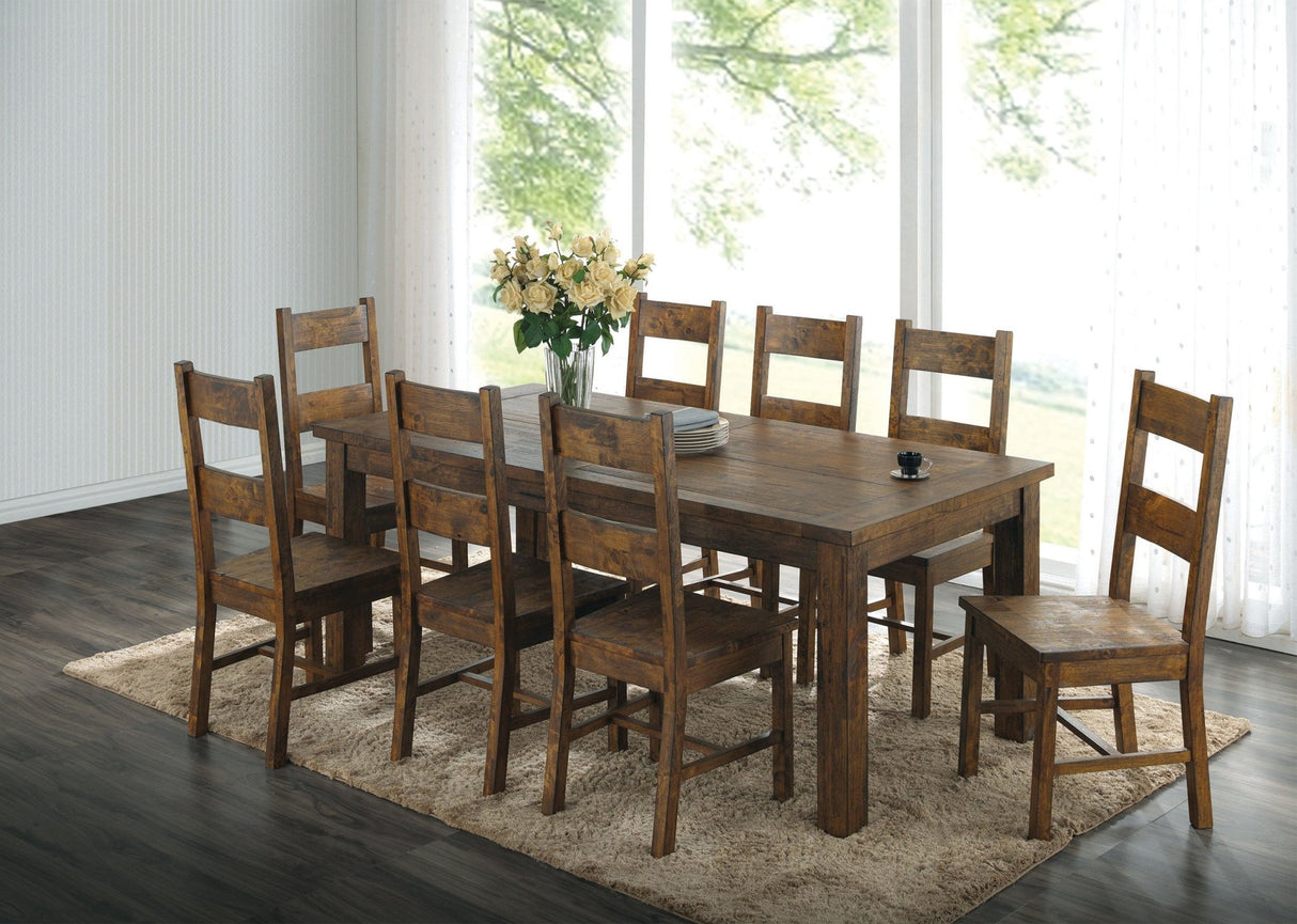 Coleman 9 - piece Rectangular Dining Set Rustic Golden Brown | Coaster | Home Elegance USA