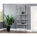 Dalton Bookcase - Stainless Steel - High Gloss White | Sunpan - SUNPAN - 107051 - Home Elegance USA - 2