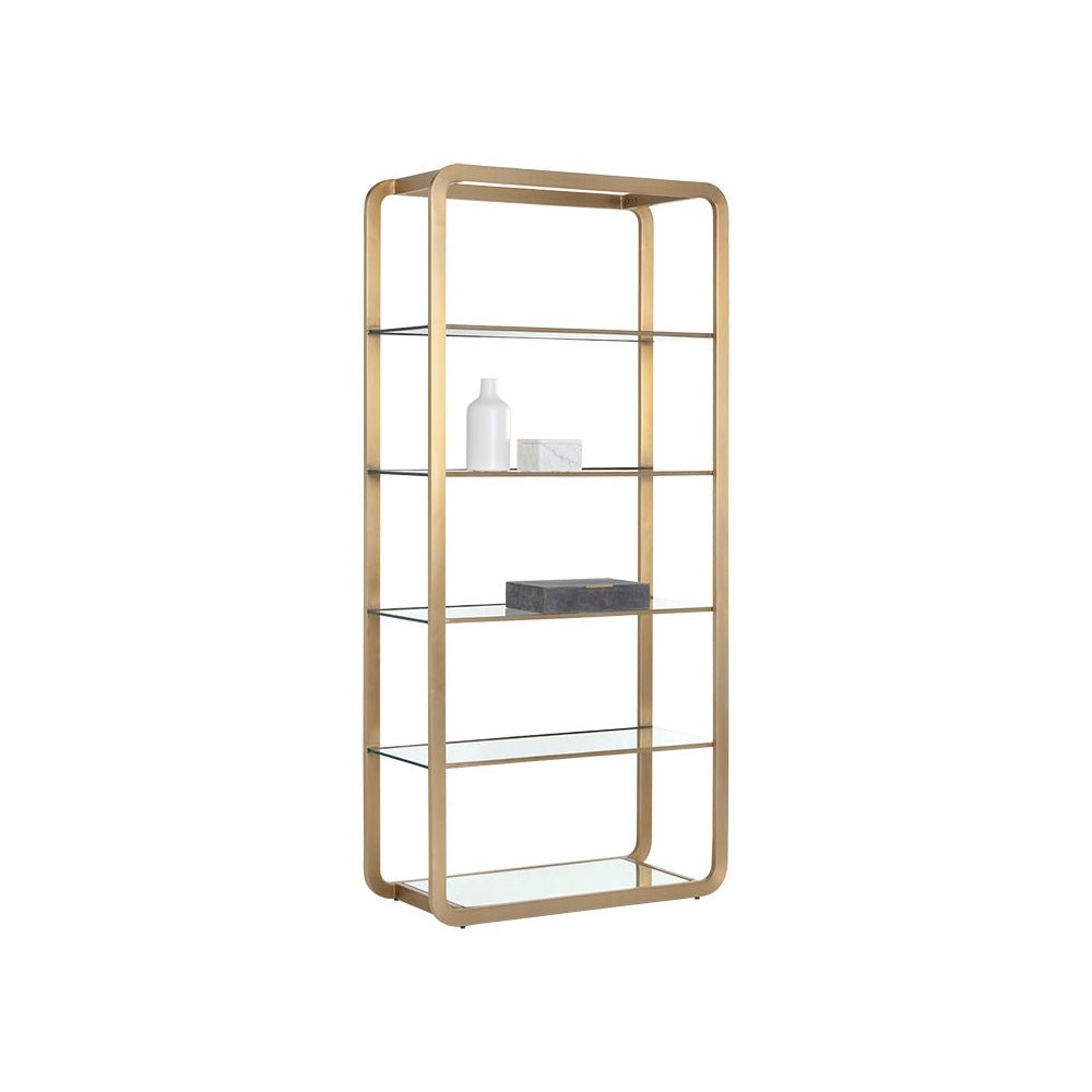 Ambretta Bookcase - Large - Gold / Clear | Sunpan - STOCKR - SUNPAN - 107074 - Home Elegance USA - 3