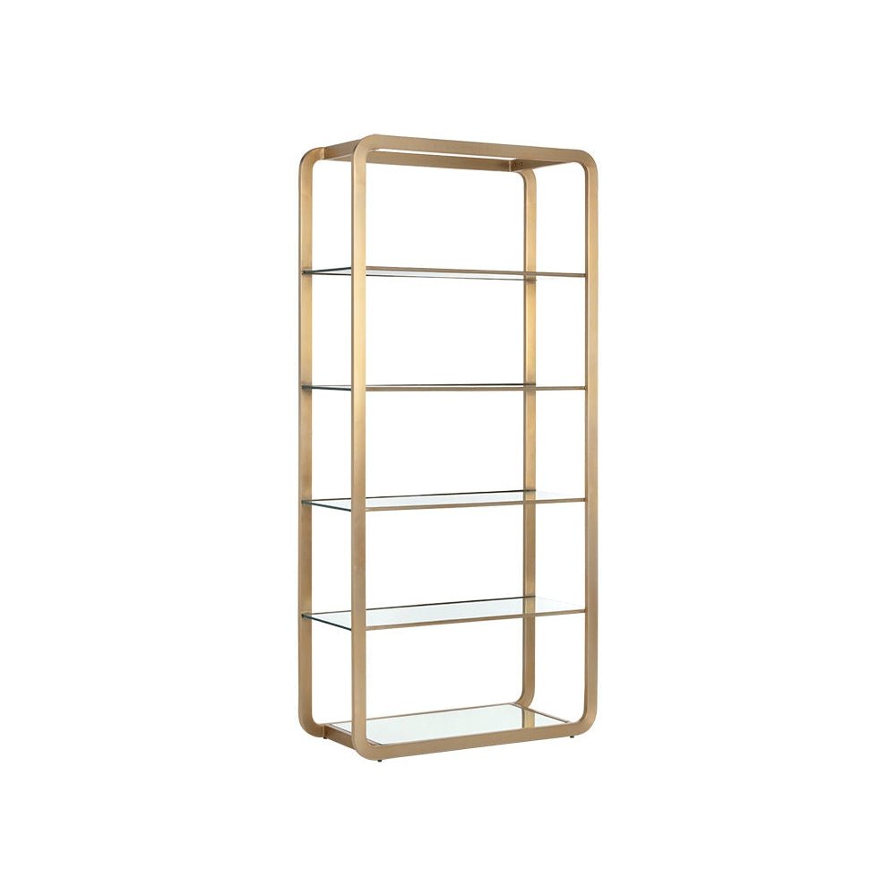 Ambretta Bookcase - Large - Gold / Clear | Sunpan - STOCKR - SUNPAN - 107074 - Home Elegance USA - 1