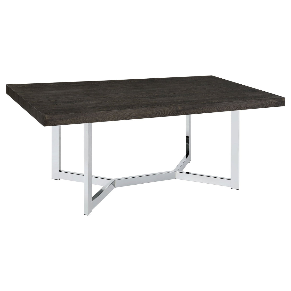 Benson Rectangular Trestle Base Dining Table Dark Oak and Chrome | Coaster - 107121 - Home Elegance USA - 1