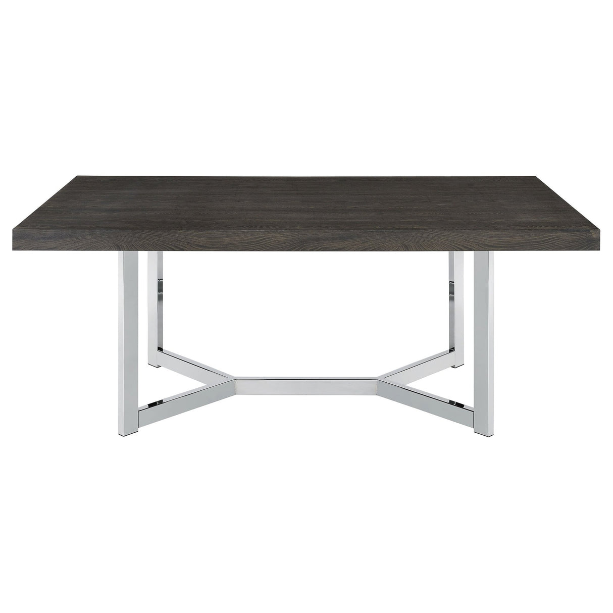 Benson Rectangular Trestle Base Dining Table Dark Oak and Chrome | Coaster - 107121 - Home Elegance USA - 2