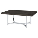 Benson Rectangular Trestle Base Dining Table Dark Oak and Chrome | Coaster - 107121 - Home Elegance USA - 3