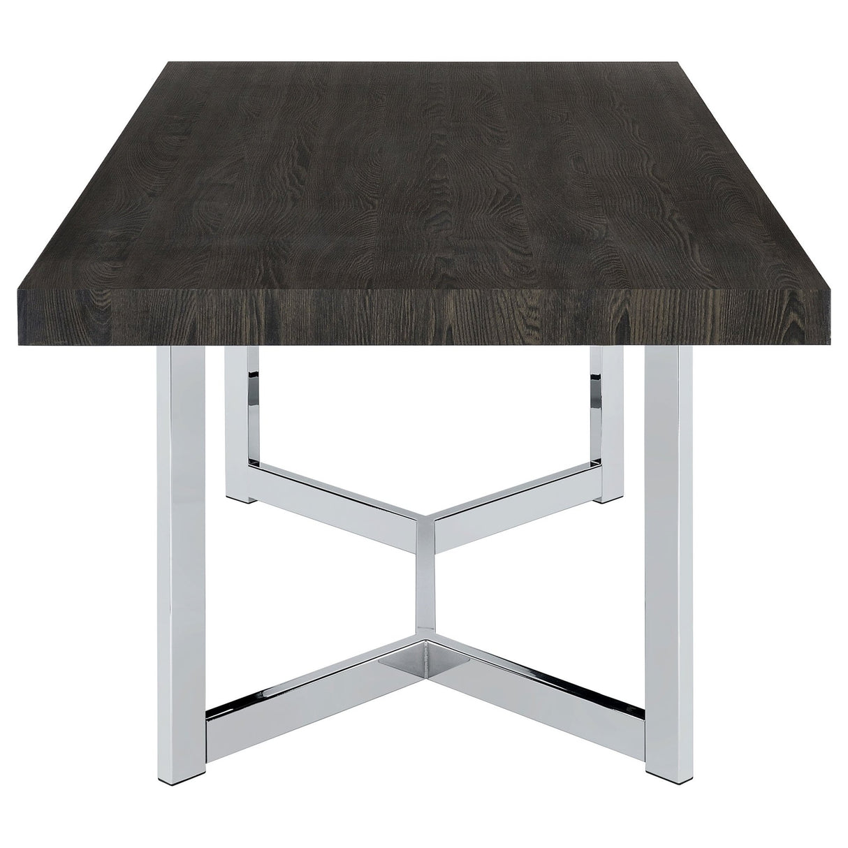 Benson Rectangular Trestle Base Dining Table Dark Oak and Chrome | Coaster - 107121 - Home Elegance USA - 4