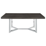 Benson Rectangular Trestle Base Dining Table Dark Oak and Chrome | Coaster - 107121 - Home Elegance USA - 6