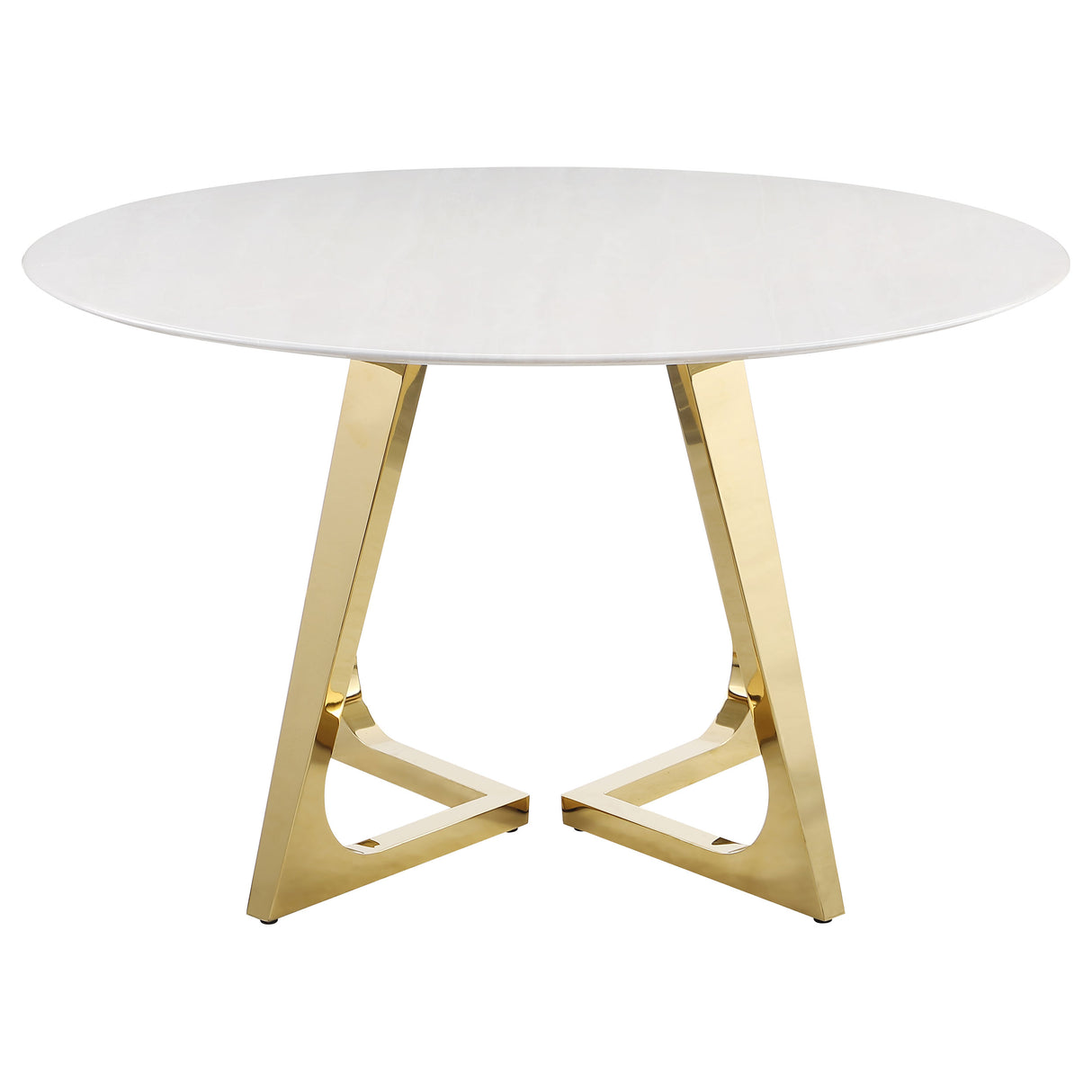 Dining Table - Gwynn Round Dining Table with Marble Top and Stainless Steel Base White and Gold