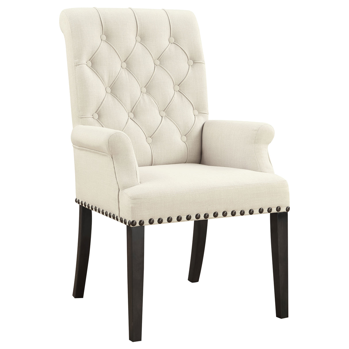 Arm Chair - Alana Upholstered Arm Chair Beige and Smokey Black