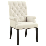 Arm Chair - Alana Upholstered Arm Chair Beige and Smokey Black