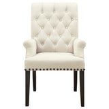 Arm Chair - Alana Upholstered Arm Chair Beige and Smokey Black