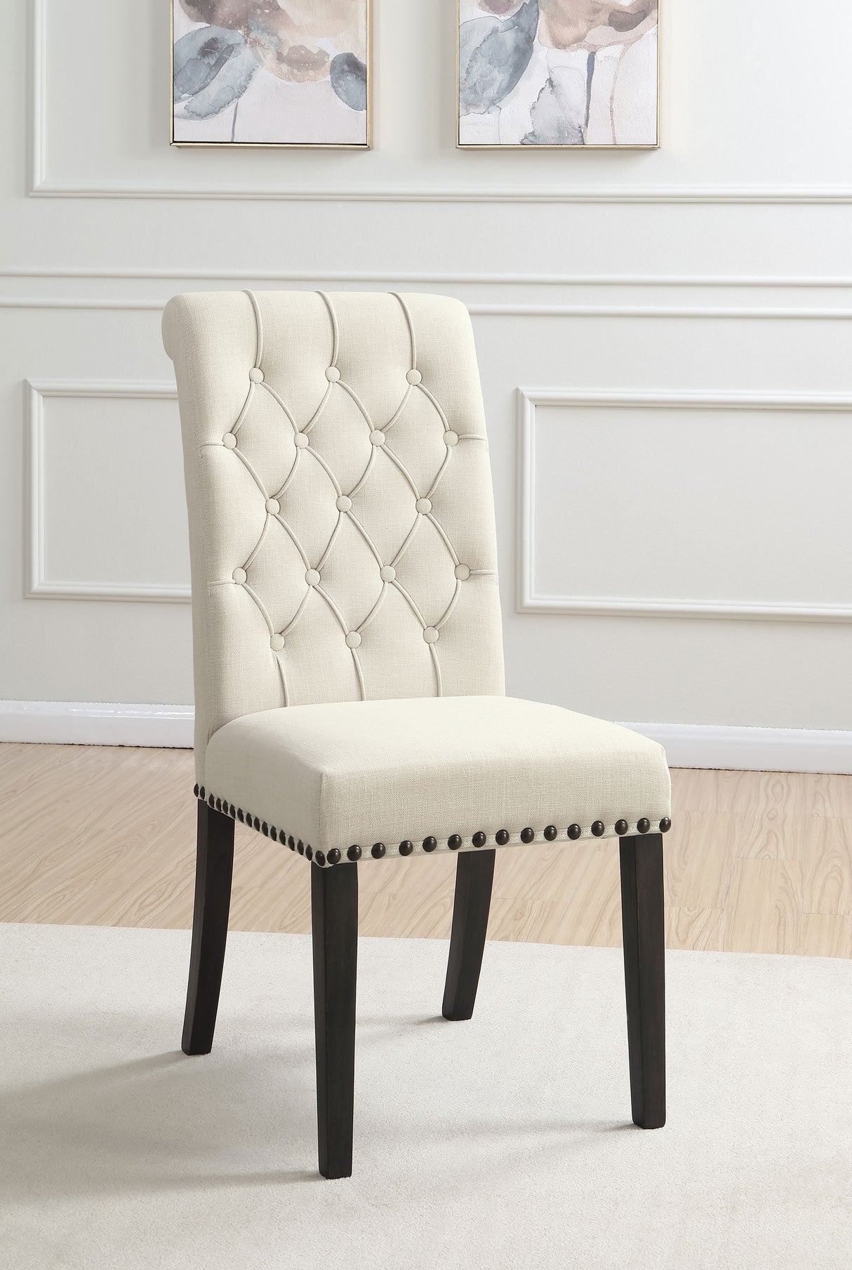 Alana Fabric Upholstered Dining Side Chair Beige (Set of 2) - Home Elegance USA