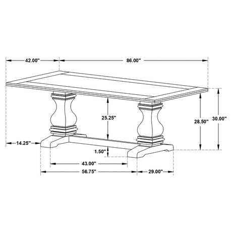 Dining Table - Parkins Double Pedestals Dining Table Rustic Espresso