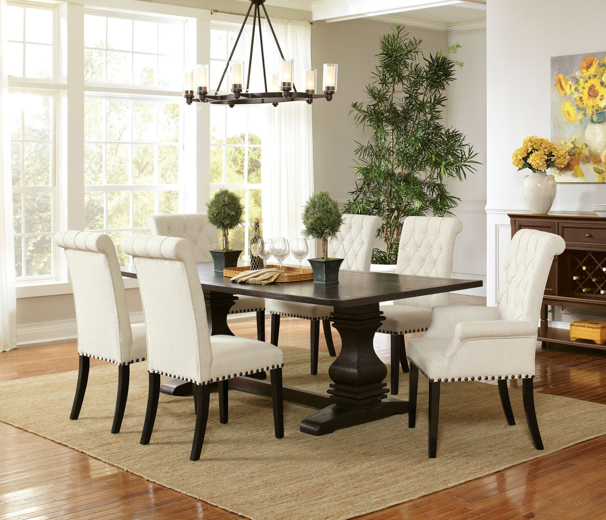 Dining Table - Parkins Double Pedestals Dining Table Rustic Espresso