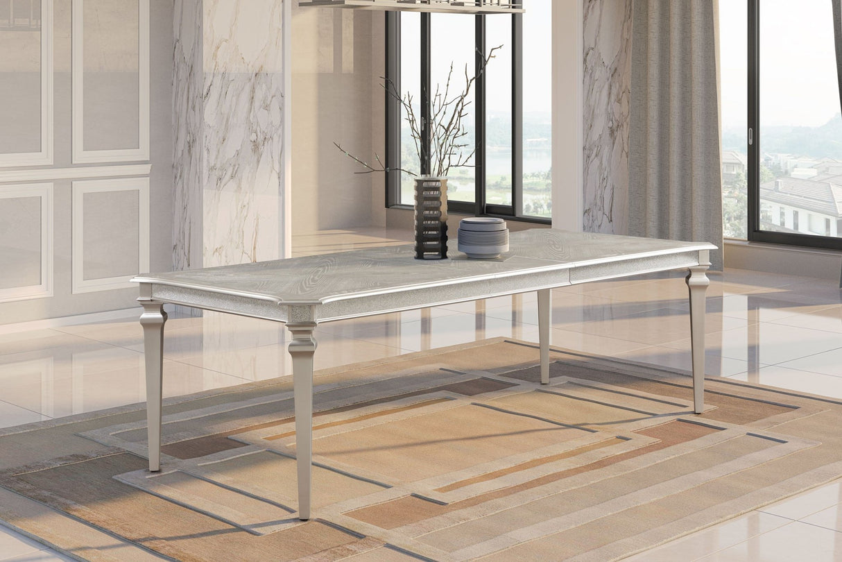 Dining Table - Evangeline Rectangular Dining Table with Extension Leaf Silver Oak