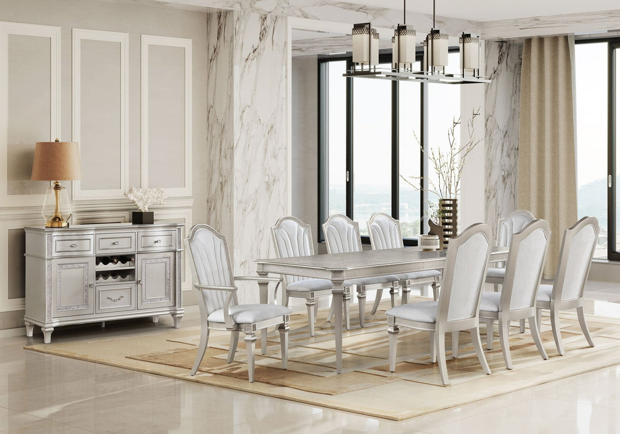 Dining Table - Evangeline Rectangular Dining Table with Extension Leaf Silver Oak