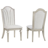 Side Chair - Evangeline Upholstered Dining Side Chair with Faux Diamond Trim Ivory and Silver Oak (Set of 2)