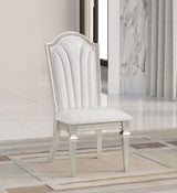 Side Chair - Evangeline Upholstered Dining Side Chair with Faux Diamond Trim Ivory and Silver Oak (Set of 2)