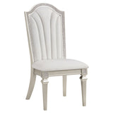 Side Chair - Evangeline Upholstered Dining Side Chair with Faux Diamond Trim Ivory and Silver Oak (Set of 2)