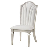 Side Chair - Evangeline Upholstered Dining Side Chair with Faux Diamond Trim Ivory and Silver Oak (Set of 2)