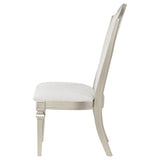 Side Chair - Evangeline Upholstered Dining Side Chair with Faux Diamond Trim Ivory and Silver Oak (Set of 2)