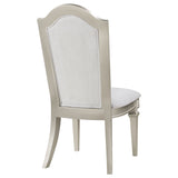 Side Chair - Evangeline Upholstered Dining Side Chair with Faux Diamond Trim Ivory and Silver Oak (Set of 2)