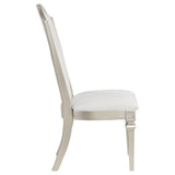 Side Chair - Evangeline Upholstered Dining Side Chair with Faux Diamond Trim Ivory and Silver Oak (Set of 2)