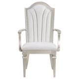 Arm Chair - Evangeline Upholstered Dining Arm Chair with Faux Diamond Trim Ivory and Silver Oak (Set of 2)