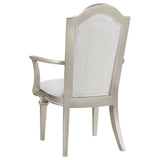 Arm Chair - Evangeline Upholstered Dining Arm Chair with Faux Diamond Trim Ivory and Silver Oak (Set of 2)