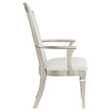 Arm Chair - Evangeline Upholstered Dining Arm Chair with Faux Diamond Trim Ivory and Silver Oak (Set of 2)