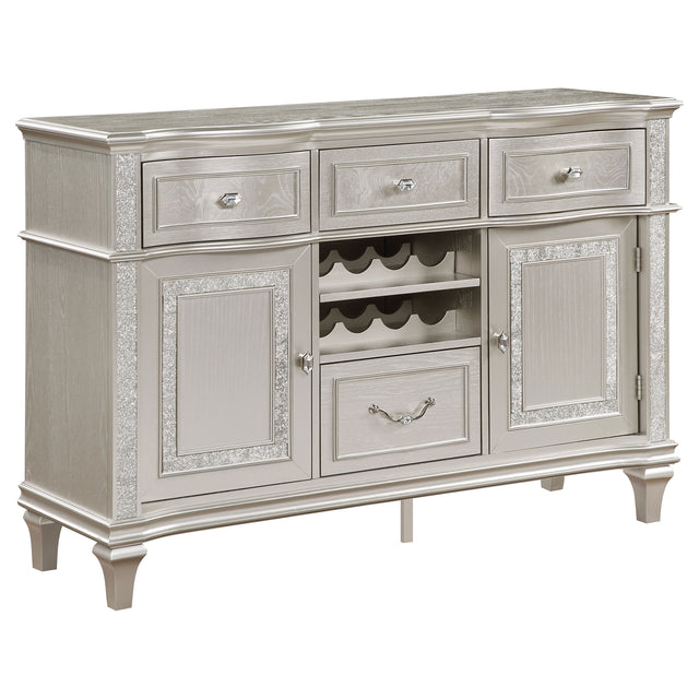 Sideboard - Evangeline 4-drawer Sideboard Server with Faux Diamond Trim Silver Oak