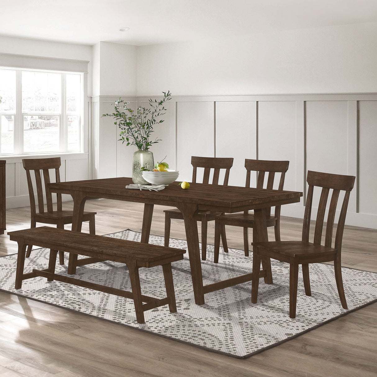 Reynolds 6 - piece Rectangular Dining Table Set Brown Oak | Coaster | Home Elegance USA