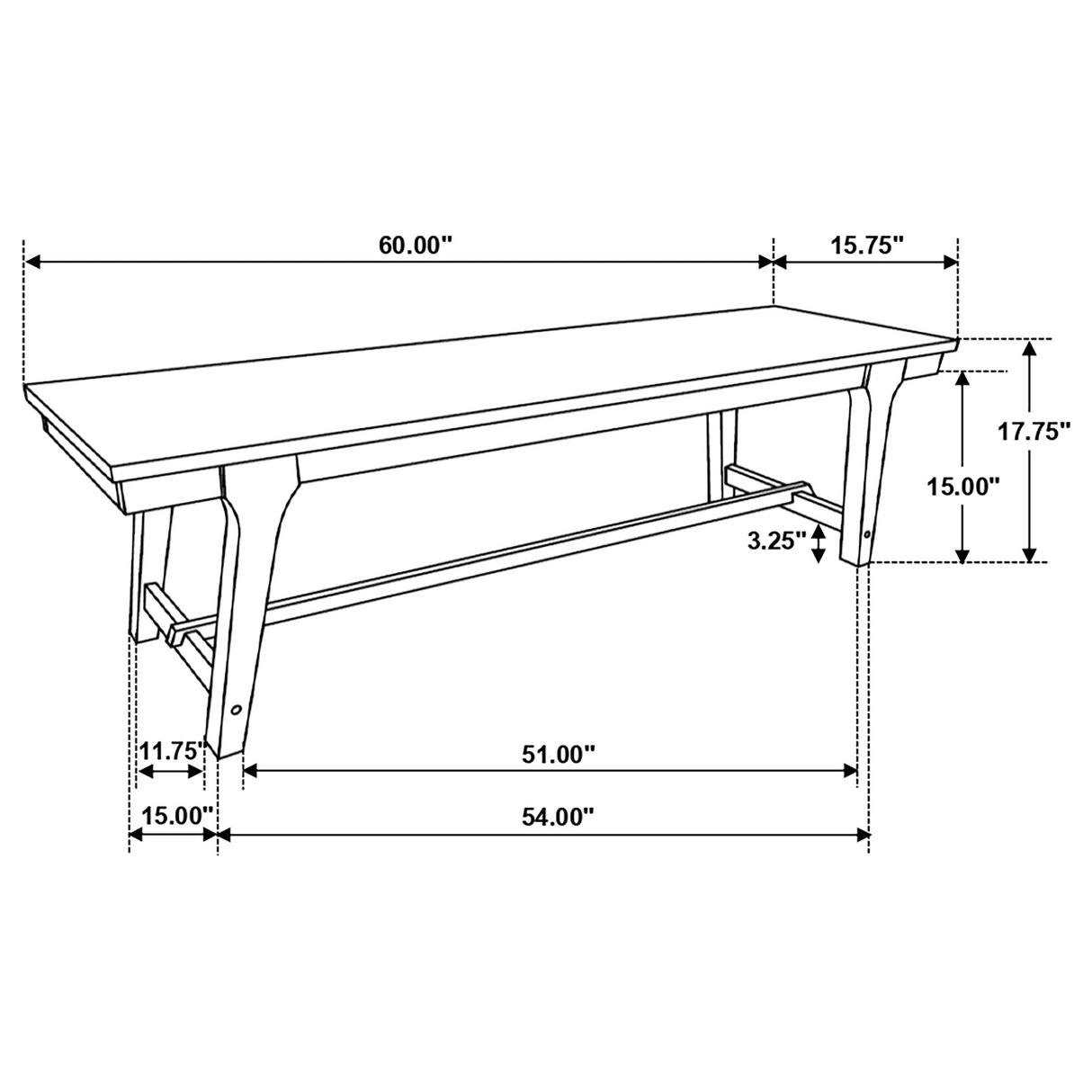 Bench - Reynolds Rectangular Trestle Base Dining Bench Brown Oak