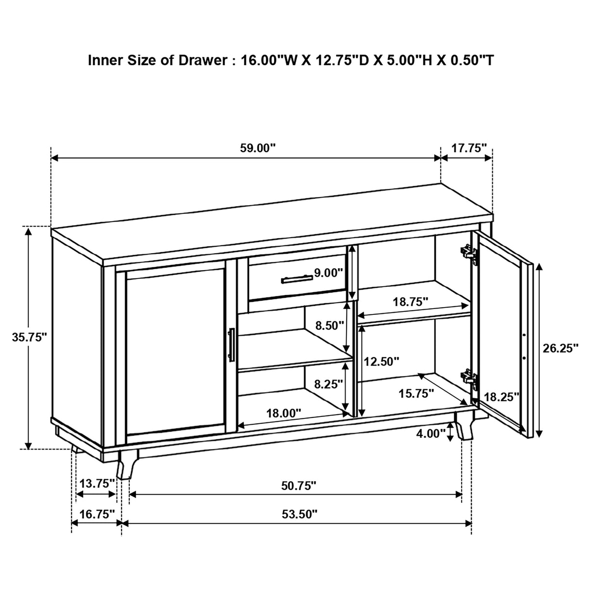 Sideboard - Reynolds 2-door Dining Sideboard Server Brown Oak