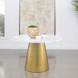 Ambrose Round 50-inch Marble Top Dining Table Brushed Gold - Home Elegance USA