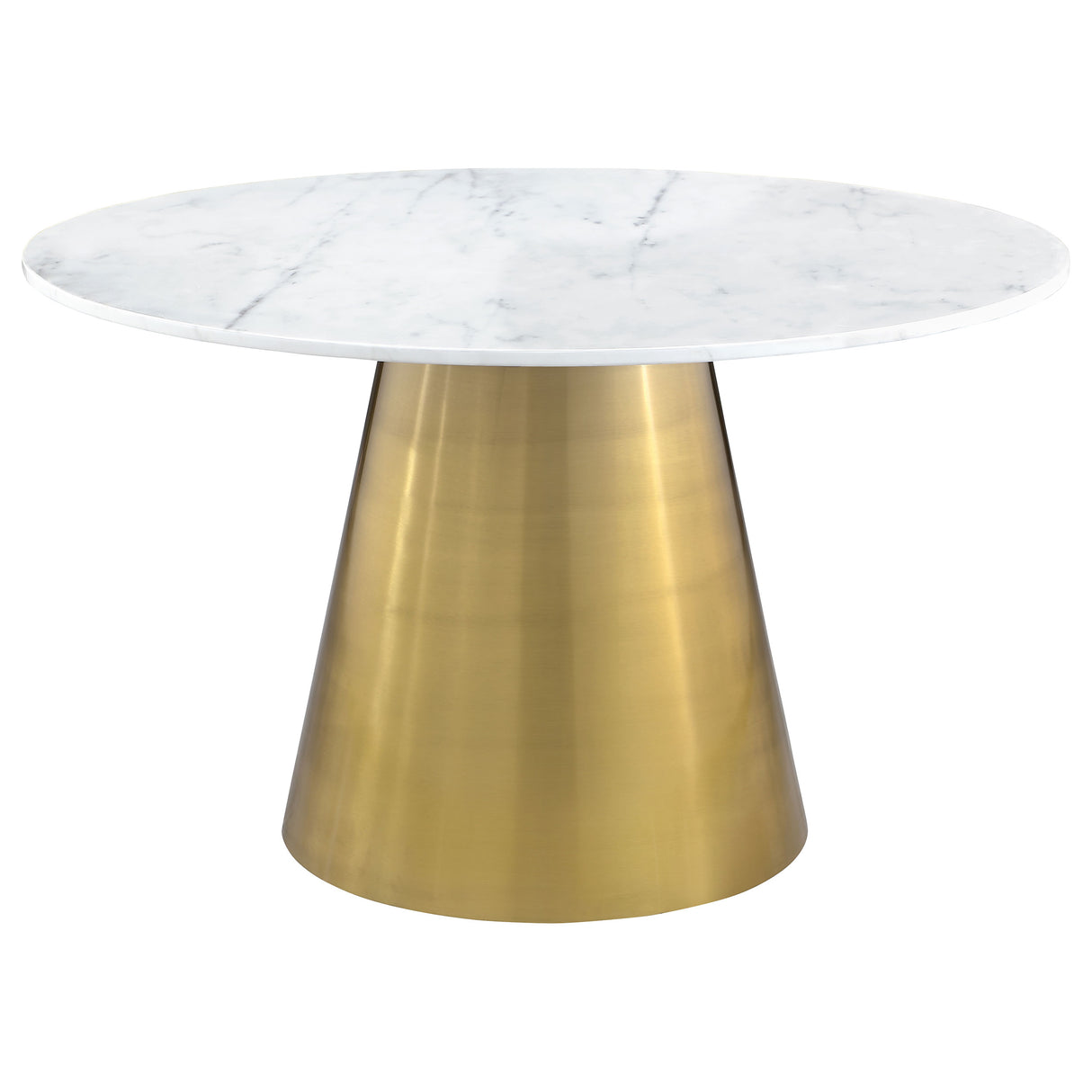 Ambrose Round 50-inch Marble Top Dining Table Brushed Gold - Home Elegance USA