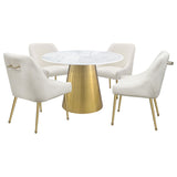 Ambrose Round 50-inch Marble Top Dining Table Brushed Gold - Home Elegance USA