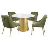 Ambrose Round 50-inch Marble Top Dining Table Brushed Gold - Home Elegance USA